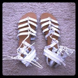 High top ankle tie sandals